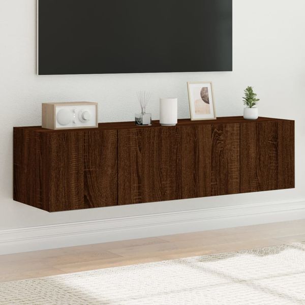 vidaXL TV nástenné skrinky s LED svetlami 2 ks hnedý dub 60x35x31 cm