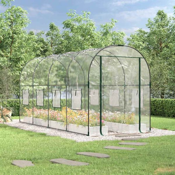 vidaXL Skleník priehľadný 160x400x190 cm PVC a práškovaná oceľ