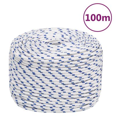 vidaXL Lodné lano biele 10 mm 100 m polypropylén