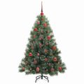 vidaXL Umelý vianočný stromček s 150 LED-i Zelená 150 cm PE a PVC