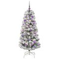 vidaXL Umelý Sklápací Vianočný Stromček 150 LED Zelená a biela 150 cm