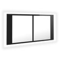 vidaXL LED kúpeľňová zrkadlová skrinka lesklá čierna 90x12x45 cm akryl