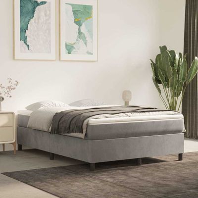 vidaXL Posteľný rám s boxspringom bledosivý 140x190 cm zamat