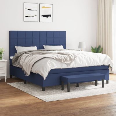 vidaXL Posteľný rám boxspring s matracom modrý 180x200 cm látka