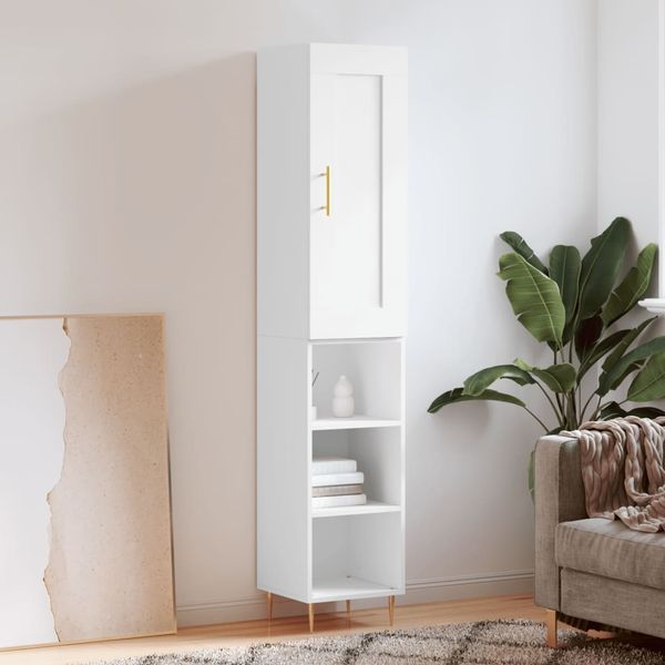 vidaXL Vysoká skrinka biela 34,5x34x180 cm spracované drevo