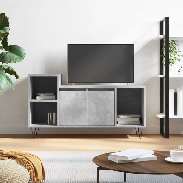 vidaXL TV skrinka betónová sivá 100x35x55 cm spracované drevo