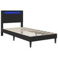 vidaXL Rám postele s LED pásikmi Čierna 90 x 190 cm Umelá koža