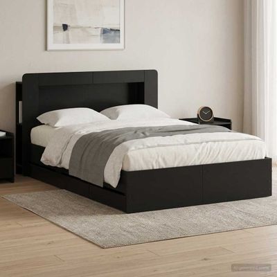 vidaXL Posteľový rám s úložným priestorom a čelom Čierna 150 x 200 cm