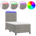 vidaXL Posteľ boxsping s matracom a LED bledosivá 90x200 cm zamat