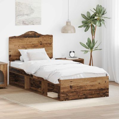 vidaXL Rám postele Staré drevo 90 x 200 cm Masívne borovicové drevo