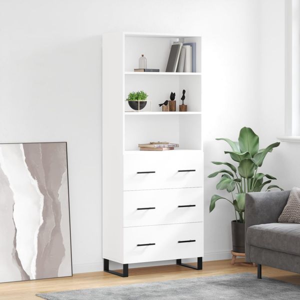 vidaXL Vysoká skrinka lesklá biela 69,5x34x180 cm spracované drevo