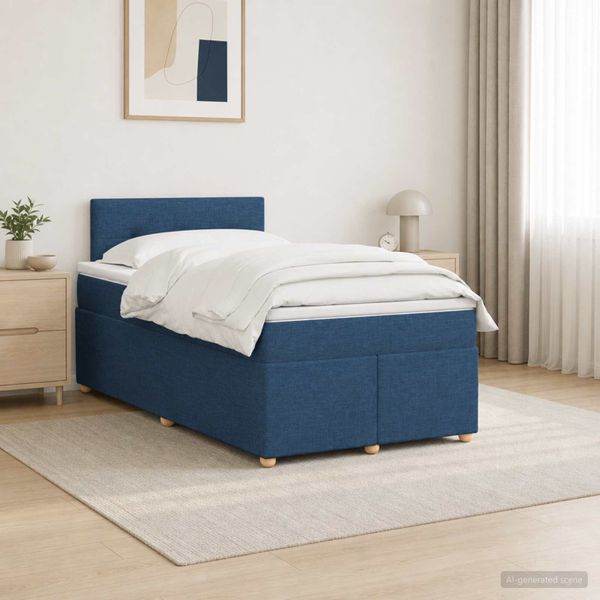 vidaXL Posteľ boxspring s matracom Modrá 120 x 200 cm Látka