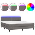 vidaXL Boxspring posteľ s matracom a LED sivá 160x200 cm umelá koža