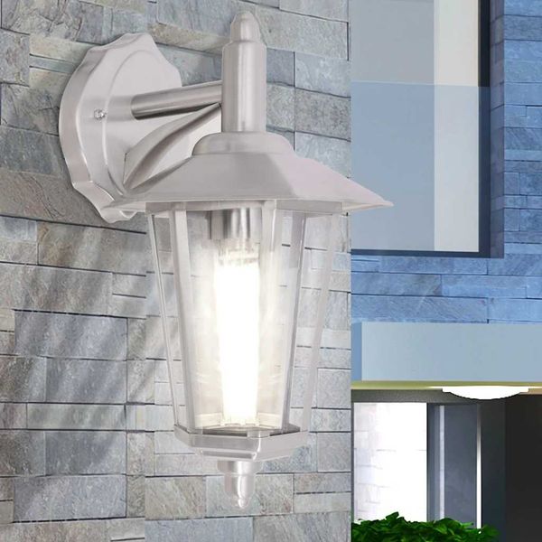 vidaXL Vonkajší nástenný lampáš, nerezová oceľ