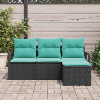 vidaXL Sada pohoviek 4 pcs Čierna polyratan