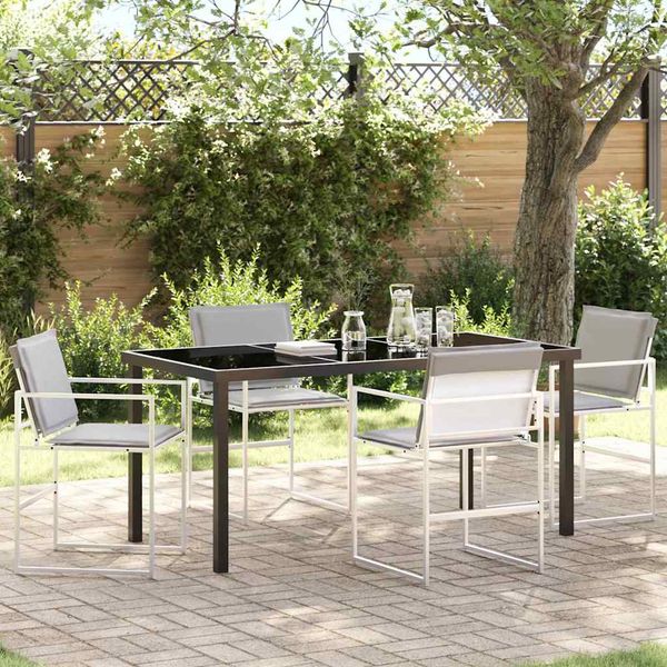 vidaXL Záhradný jedálenský set 5 pcs Biela 160 x 80 x 73 cm