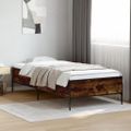 vidaXL Posteľný rám dymový dub 90x190 cm kompozitné drevo a kov