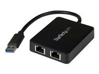 10/100/1000 - USB Gigabit LAN Network NIC adaptér (USB32000SPT) - Sieťový adaptér - USB 3.0 - 1GbE - 1000Base-T - 2 porty - čierna