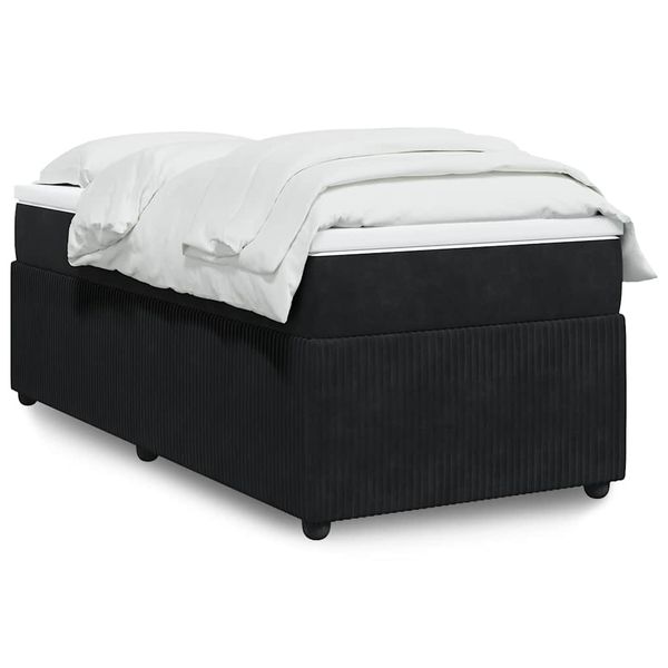vidaXL Posteľný rám boxspring s matracom čierny 90x190 cm zamat