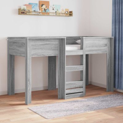 vidaXL Poschodová posteľ pre deti Sivý Sonoma 75 x 190 cm