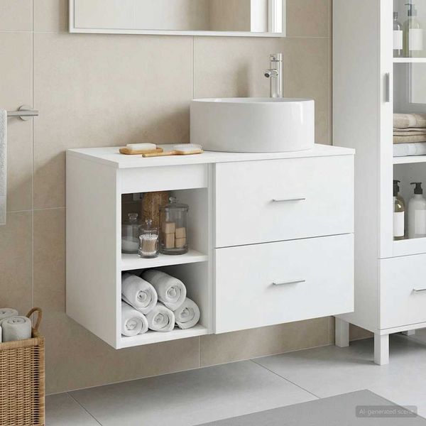 vidaXL Sada kúpeľňového nábytku 2 pcs Biela Kompozitné drevo