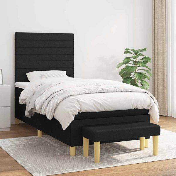 vidaXL Boxspring posteľ s matracom čierna 100x200 cm látka