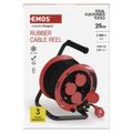 Predlžovací kábel EMOS P084256 na bubne 25 m / 4 zásuvky / guma / 230 V / 1,0 mm2 / IP44