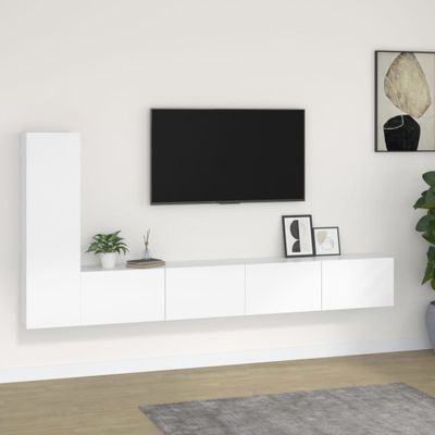vidaXL 3-dielna súprava TV skriniek biela spracované drevo