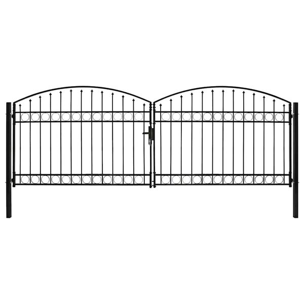 vidaXL Plotová brána ASSEN s dvojitými dverami a klenutým vrchom, oceľ 400x125 cm