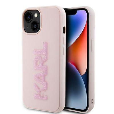 Karl Lagerfeld case for iPhone 15 6,1" KLHCP15S3DMBKCP pink HC 3D Logo Glitter