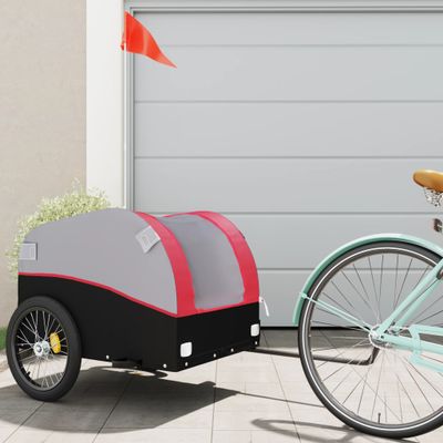 vidaXL Vozík za bicykel, čierno červený 45 kg, železo