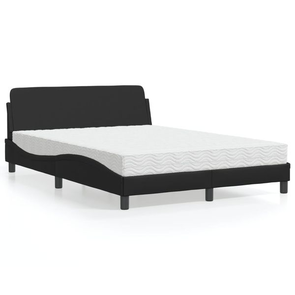 vidaXL Posteľ s matracom Dover čierna 140x190 cm umelá koža