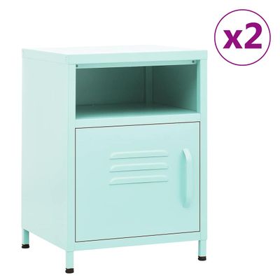 vidaXL Nočné stolíky 2 ks mätové 35x35x51 cm oceľ