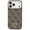 Púzdro Guess Magsafe 4G PU Leather Case s trojuholníkovým logom a zlatým kovovým rámom fotoaparátu pre iPhone 17 Pro Max čierna