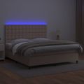 vidaXL Boxspring posteľ matrac a LED kapučínová 180x200 cm umelá koža