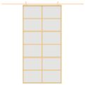 vidaXL Posuvné dvere zlaté 102,5x205 cm matné ESG sklo a hliník