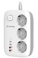 COLORWAY Predlžovací napájací prívod/ 3x Schuko/ 2x USB-A 60W/ 2x USB-C 65W/ kábel 2m Kábel, predlžovací, napájací, 3× Schuko zásuvka, 2× USB, 2× USB-C, 2m, biely