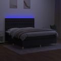 vidaXL Posteľ boxsping s matracom a LED čierna 160x200 cm látka