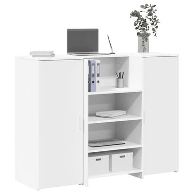 vidaXL Recepčný pult biely 135x50x103,5 cm, umelé drevo