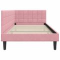 vidaXL Rohový rám postele s čelnou doskou Ružová 100 cm x 200 cm Zamat