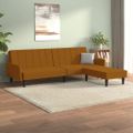 vidaXL 2-miestna rozkladacia pohovka s podnožkou hnedá zamatová