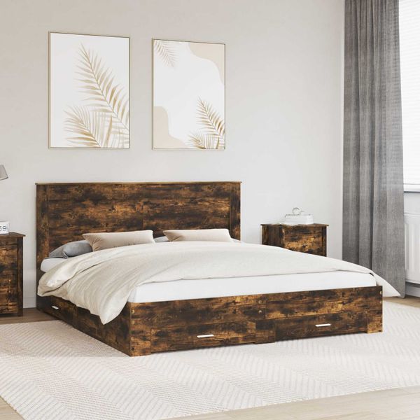 vidaXL Rám postele Dymová dub 180 x 200 cm Kompozitné drevo