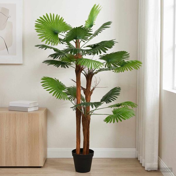 vidaXL Umelá palma fan Zelená 75 x 25 x 180 cm Látka a bambus