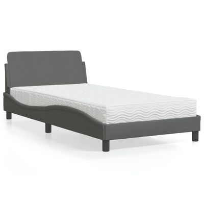 vidaXL Posteľ s matracom Dover tmavosivá 100x200 cm látka
