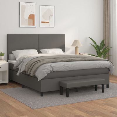 vidaXL Boxspring posteľ s matracom sivá 160x200 cm umelá koža