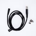 Maxlife MXUC-03 magnetický kábel USB - Lightning + USB-C + microUSB 1,0 m 3A čierny nylon