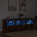 vidaXL Komoda s LED svetlami dymový dub 202x37x67 cm