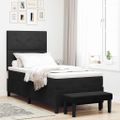 vidaXL Posteľ s pružinovým rámom s vankúšom Čierna 190 x 90 cm Zamat