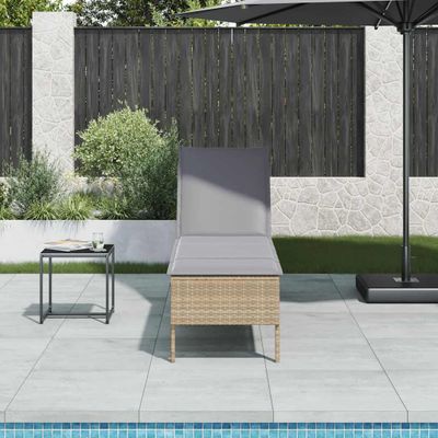 vidaXL Záhradné ležadlo s vankúšom béžové 55x200x44 cm polyratan