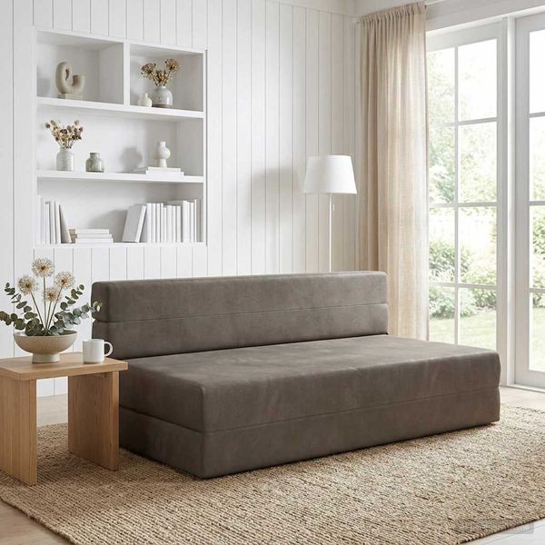 vidaXL Skladacia pohovka na spaní Svetlosivá 152 x 86,5 x 60 cm Látka
